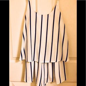 Small White Black Striped Romper